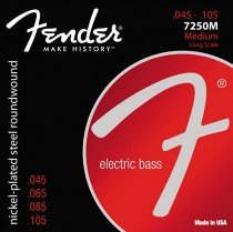FENDER 7250 Bass Strings, Nickel Plated Steel, Long Scale, 7250M .045-.105 Gauges, (4) 7250 Bass Strings, Nickel Plated Steel, Long Scale, 7250M .045-.105 Gauges, (4) - фото 1
